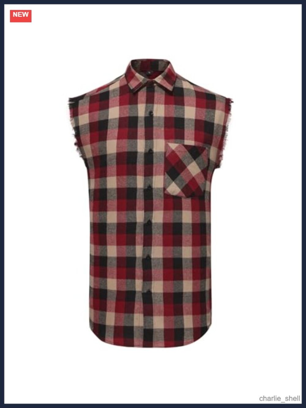 Men's Sleeveless Plaid Button Down Shirt Vest Casual Cotton Blend